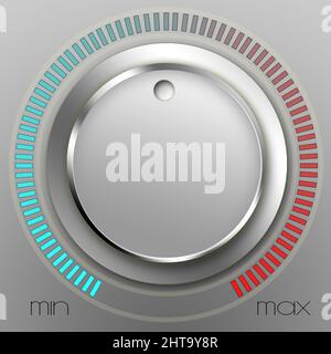 3D rendering di un pulsante con manopola per la musica del volume metallico Foto Stock