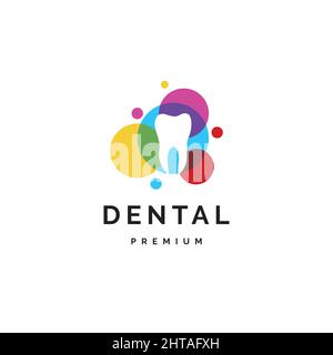 Illustrazione creativa del design del logo a colori dentali Illustrazione Vettoriale