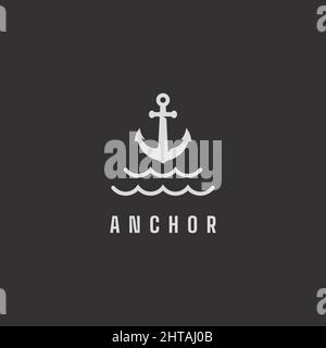 Modello vettoriale di ispirazione del logo Anchor Illustrazione Vettoriale