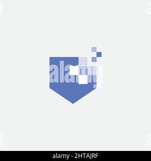 Modello vettoriale di ispirazione per il design del logo Shield. Icona schermo pixel Illustrazione Vettoriale