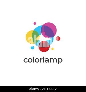 Modello vettoriale con disegno del logo della lampada a colori Illustrazione Vettoriale