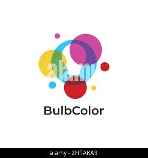 Modello vettoriale di ispirazione per il logo della lampada a colori. Icona a LED astratta Illustrazione Vettoriale