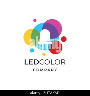 Modello vettoriale di ispirazione per il logo della lampada a colori. Icona a LED astratta Illustrazione Vettoriale