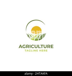 Modello vettoriale di illustrazione del logo agricolo Illustrazione Vettoriale