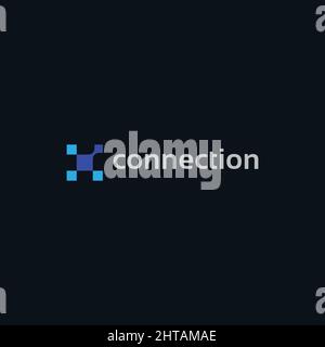 Modello vettoriale per la progettazione del logo della tecnologia di connessione Illustrazione Vettoriale