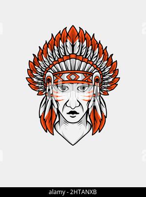 illustrazione vettore apache indiano testa Illustrazione Vettoriale