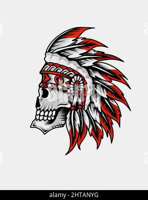illustrazione vettore apache indiano cranio Illustrazione Vettoriale