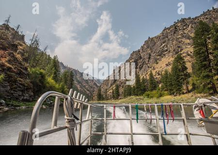 Giro in motoscafo sul fiume Salmon in Idaho Foto Stock