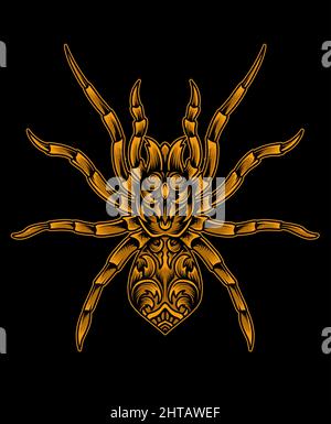 Illustrazione vettore ragno incisione ornamento stile Illustrazione Vettoriale