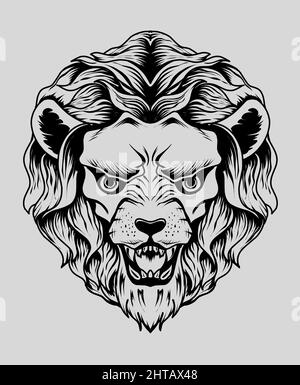 Illustrazione vettore leone testa bene per T-shirt Illustrazione Vettoriale