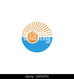 sole luce mare cerchio semplice geometrico logo vettore Illustrazione Vettoriale