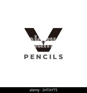 lettera v matita penna apprendimento simbolo vettore logo Illustrazione Vettoriale