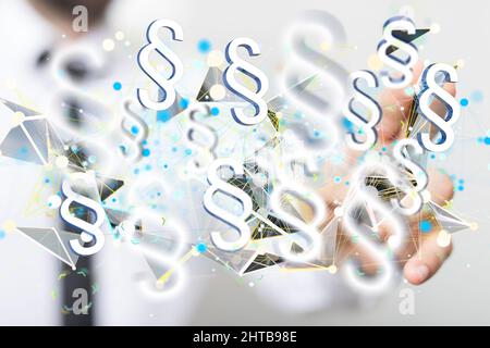 Persona che presenta una proiezione virtuale del segno di paragrafo Foto Stock