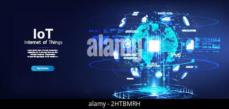 Concetto IoT - banner Internet delle cose Illustrazione Vettoriale