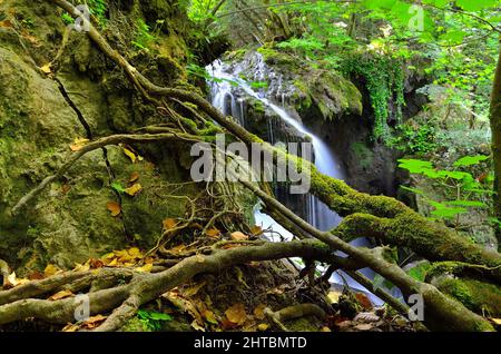 Beautiful shot of La Vaioaga waterfall in Romania Stock Photo