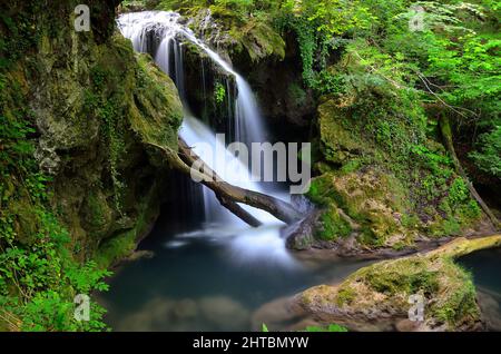 Bellissimo scatto della cascata la Vaioaga in Romania Foto Stock