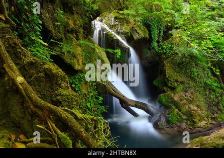 Bellissimo scatto della cascata la Vaioaga in Romania Foto Stock