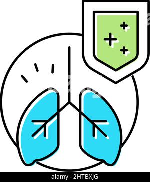 immunità polmonare difesa colore icona vettore illustrazione Illustrazione Vettoriale