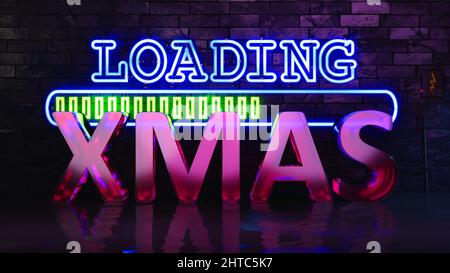 3D illustrazione delle luci al neon che caricano xmas Foto Stock