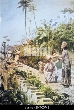 Macchina Colorizzato i Giardini di Babilonia di M. Dovaston, R.B.A. Dal libro " Miti e leggende di Babylonia & Assiria " di Lewis Spence, pubblicato a Londra : Harrap 1916 Foto Stock