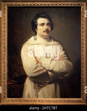 Ritratto di Balzac (Honore de Balzac, 1799-1850). Peinture de Louis Boulanger (1806-1867), huile sur toile, vers 1836, art francais, romantisme. Musee des Beaux Arts de Tours. Foto Stock