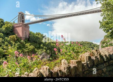 Vista sul ponte sospeso di Clifton e la Vallata del Fiume Avon, Bristol, Somerset, Inghilterra Foto Stock