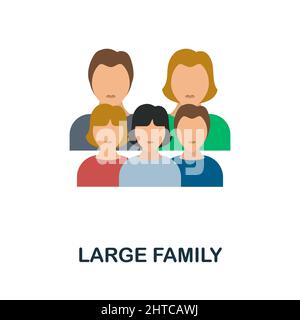 Grande icona Family Flat. Segno colorato della collezione di famiglia. Flat Large Family icona segno per il web design, infografica e altro ancora. Illustrazione Vettoriale