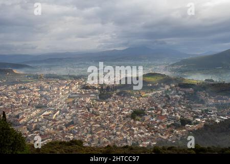 La parte orientale di Navplio, come visto da Papamidi, Grecia Foto Stock