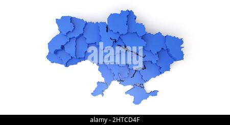 Mappa dell'Ucraina che mostra regioni diverse. 3D rendering Foto Stock