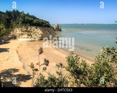 Spiaggia e scogliere di Saint Georges De Didonne, Francia Foto Stock