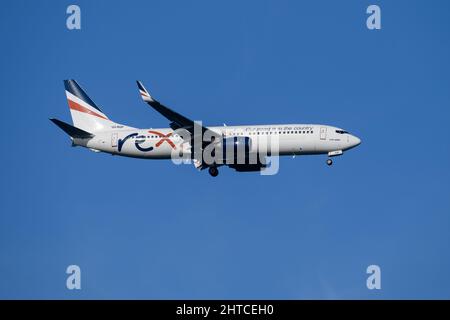 REX Airlines Boeing B737 in arrivo a Sydney Foto Stock