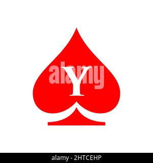 Logo della lettera Y del casinò. Modello del logo di Poker Casino Vegas sulla lettera Y. Poker Club Sign Illustrazione Vettoriale