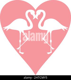 Due fenicotteri e illustrazione del vettore cardiaco Illustrazione Vettoriale