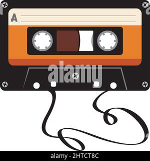 Illustrazione del vettore del nastro della cassetta audio danneggiato Illustrazione Vettoriale