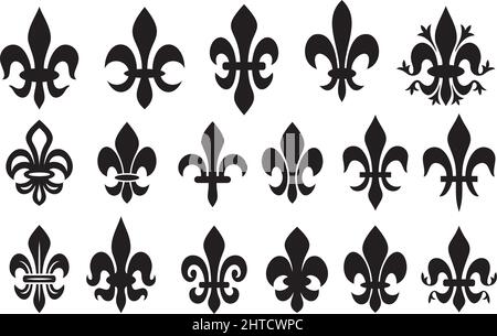 Collezione di fiori di Lily - simboli araldici illustrazione vettoriale Illustrazione Vettoriale