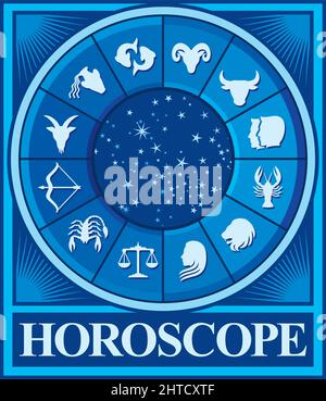 Segni vettoriali zodiacali (simboli dell'oroscopo, disegno astrologico) Illustrazione Vettoriale