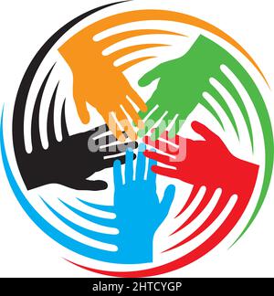 Icona mani lavoro di squadra (simbolo persone connesse) Illustrazione Vettoriale