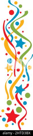 Curling streamers e design vettoriale confetti Illustrazione Vettoriale