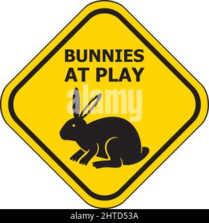 Coniglietti a rappresentazione vettoriale del segnale di traffico del gioco Illustrazione Vettoriale