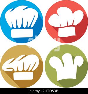 Chef cappello icone piatte illustrazione vettoriale Illustrazione Vettoriale