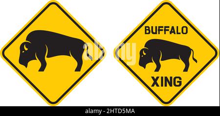 Illustrazione del vettore del segnale di avvertimento traffico di Buffalo Crossing Illustrazione Vettoriale