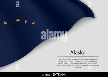 La bandiera dell'Alaska è uno stato degli Stati Uniti. Modello vettoriale banner o nastro Illustrazione Vettoriale