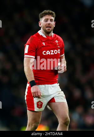 LONDRA, INGHILTERRA - FEBBRAIO 26: Alex Cuthbert del Galles fa il suo tetto 50th per il Galles durante la partita Guinness Six Nations tra Inghilterra e Galles, A. Foto Stock