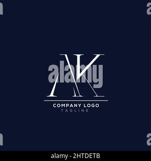 Logo Premium AA Initial alfabet business di colore bianco su sfondo blu. Illustrazione Vettoriale