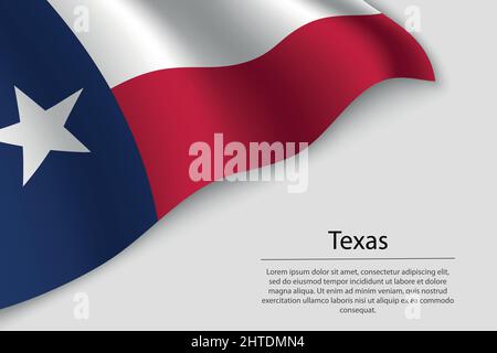 La bandiera del Texas è uno stato degli Stati Uniti. Modello vettoriale banner o nastro Illustrazione Vettoriale