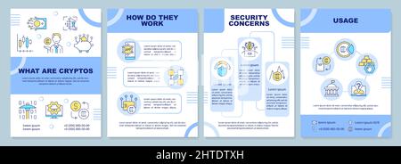 Cosa sono i modelli di brochure blu Cryptos Illustrazione Vettoriale