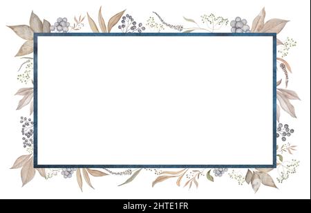 Acquerello dipinto foglie e bacche delicate e romantiche. Clip art floreale pastello perfetto per fare cartoline di nozze. Progetto DIY. Primo piano, bianco b Foto Stock