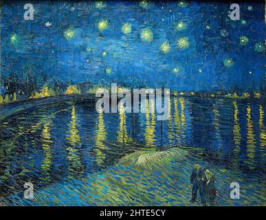 Vincent van Gogh, Starry Night Over the Rhone, Post Impressionista, pittura paesaggistica, olio su tela, 1888 Foto Stock