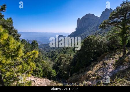 Mirador del Mont Caro, punto panoramico di Mont Caro, Baix Ebre, Tarragona, Catalogna, Spagna. Foto Stock