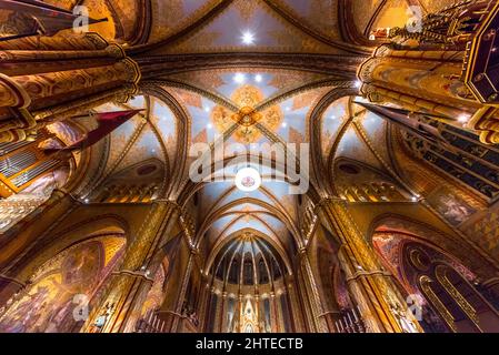 La Chiesa dell'Assunzione del Castello di Buda, comunemente conosciuta come la Chiesa di Mattia Foto Stock